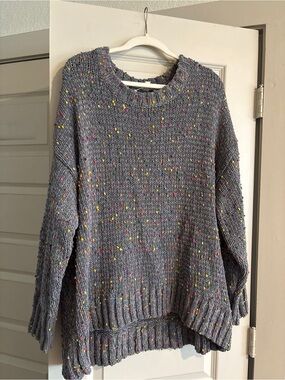 Seven7 Gray Confetti Crewneck Sweater